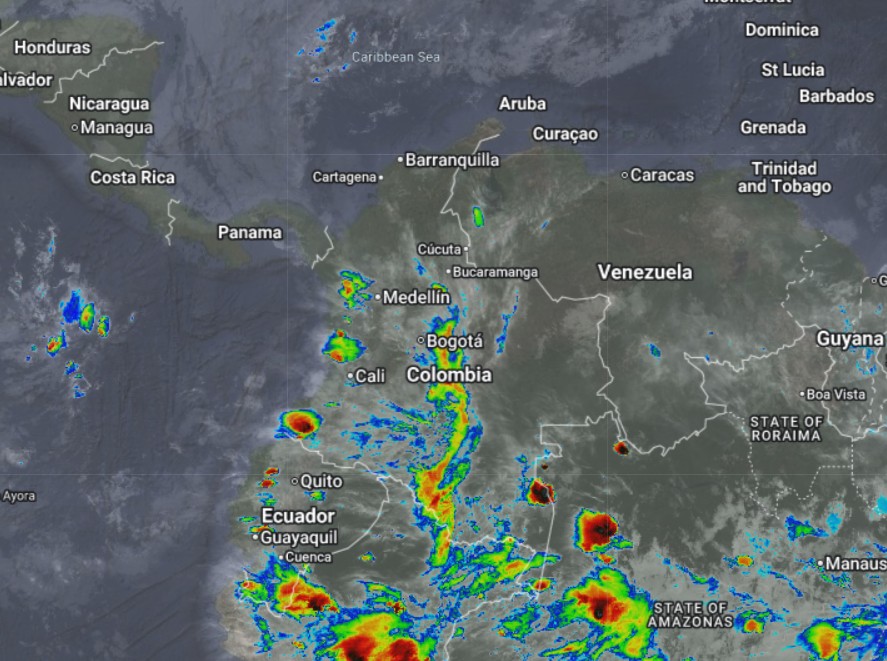Pronóstico meteorológico nocturno de Colombia para el 31 de marzo de 2026