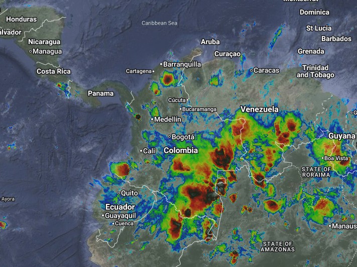 Pronóstico meteorológico nocturno de Colombia para el 30 de marzo de 2026