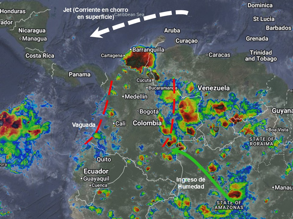 Pronóstico meteorológico Colombia para el 10 de abril de 2026.