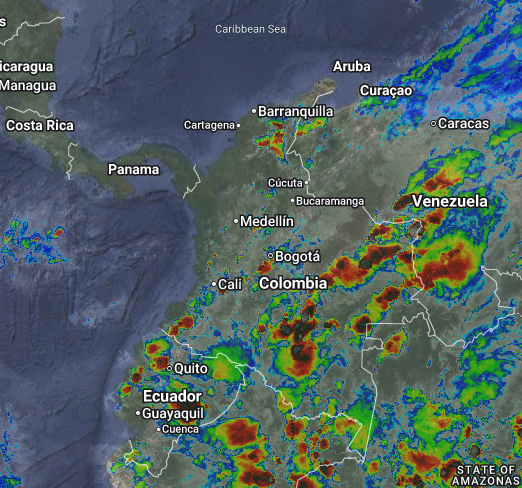 Condiciones nocturnas de Colombia para el 16 de Abril de 2026.