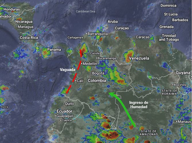 Pronóstico meteorológico Colombia para el 24 de abril de 2026.