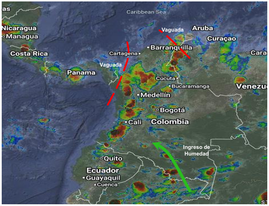 Pronóstico meteorológico Colombia para el 27 de abril de 2026.