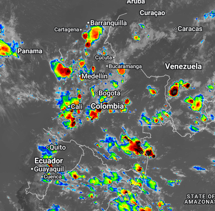 Pronóstico meteorológico nocturno de Colombia para el 01de Abril de 2026