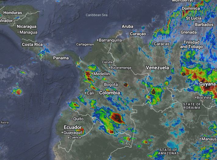 Pronóstico meteorológico nocturno de Colombia para el 04 de Abril de 2026.