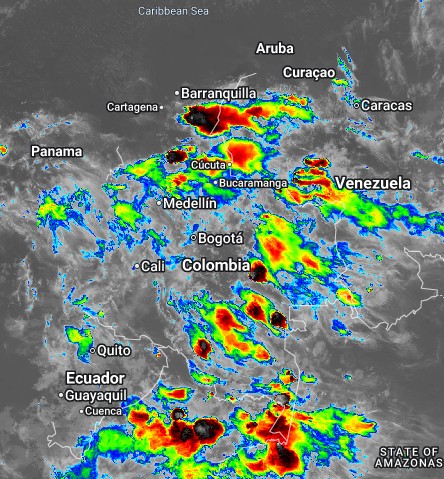 Pronóstico meteorológico nocturno de Colombia para el 05 de Abril de 2026.