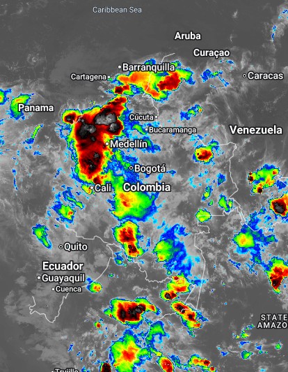Pronóstico meteorológico nocturno de Colombia para el 10 de Abril de 2026