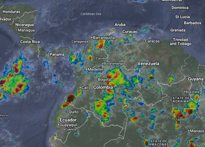 Condiciones nocturnas de Colombia para el 13 de Abril de 2026.