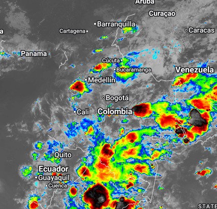 Condiciones nocturnas de Colombia para el 15 de Abril de 2026.