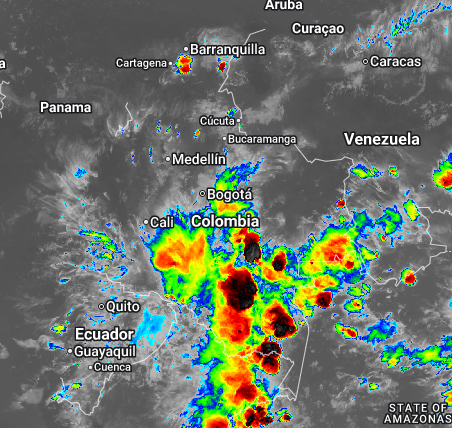 Condiciones nocturnas de Colombia para el 20 de Abril de 2026.