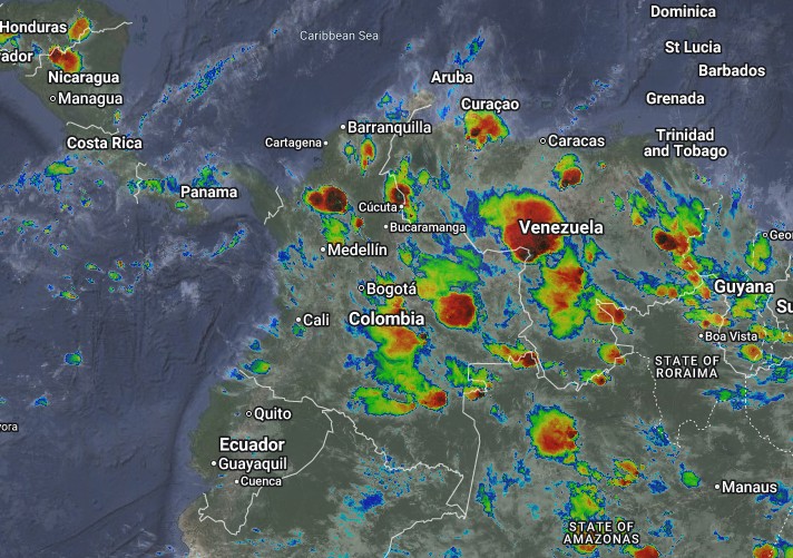 Condiciones nocturnas de Colombia para el 24 de Abril de 2026.