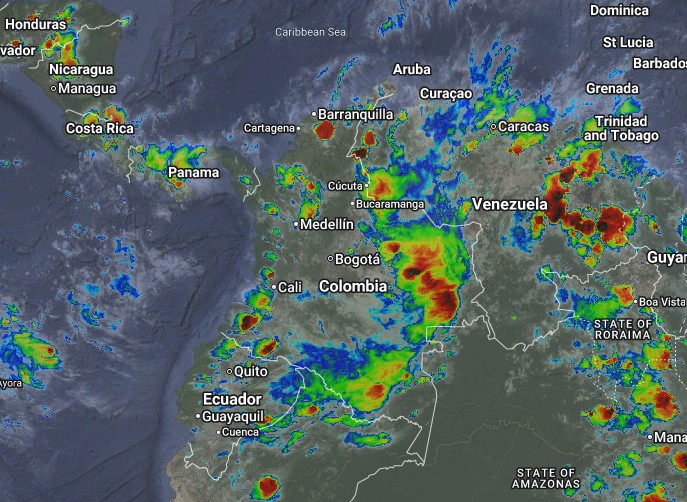 Condiciones nocturnas de Colombia para el 25 de Abril de 2026.