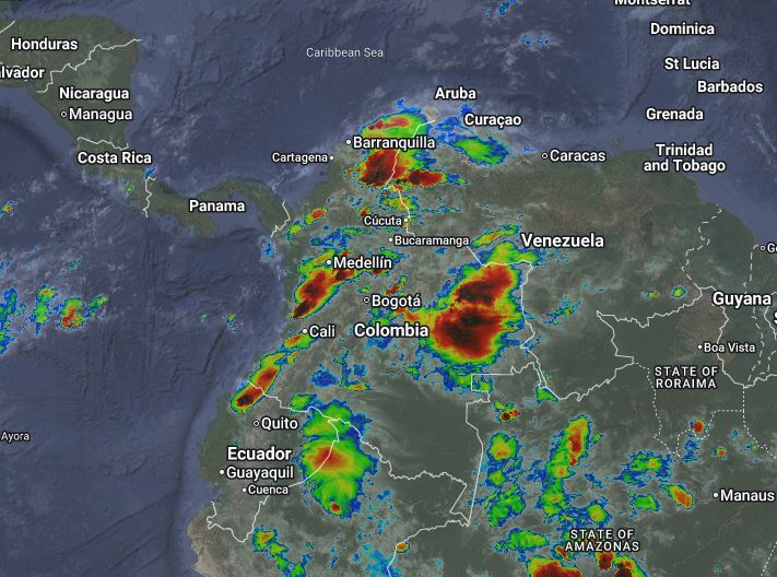 Condiciones nocturnas de Colombia para el 28 de Abril de 2026.
