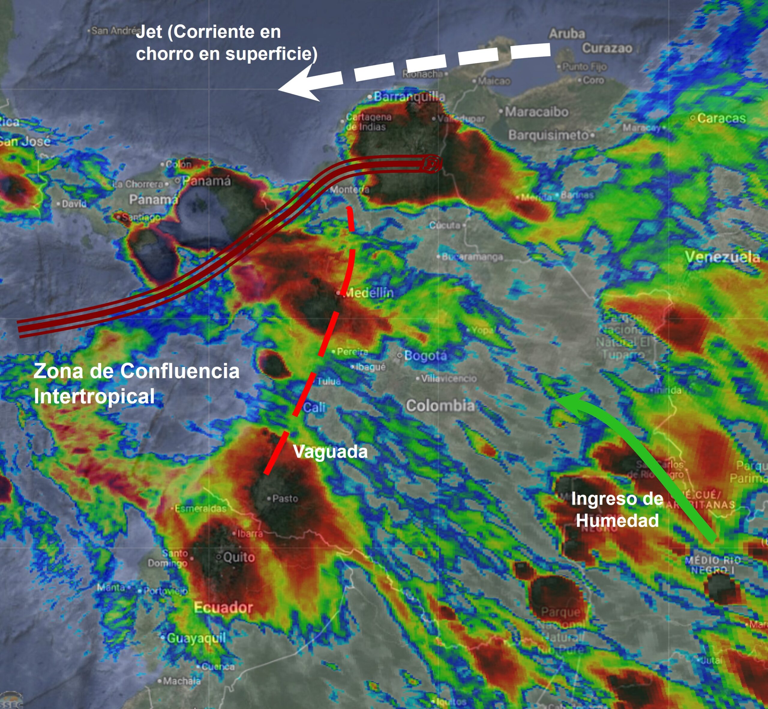 Pronóstico meteorológico Colombia para el 18 de Mayo de 2026.