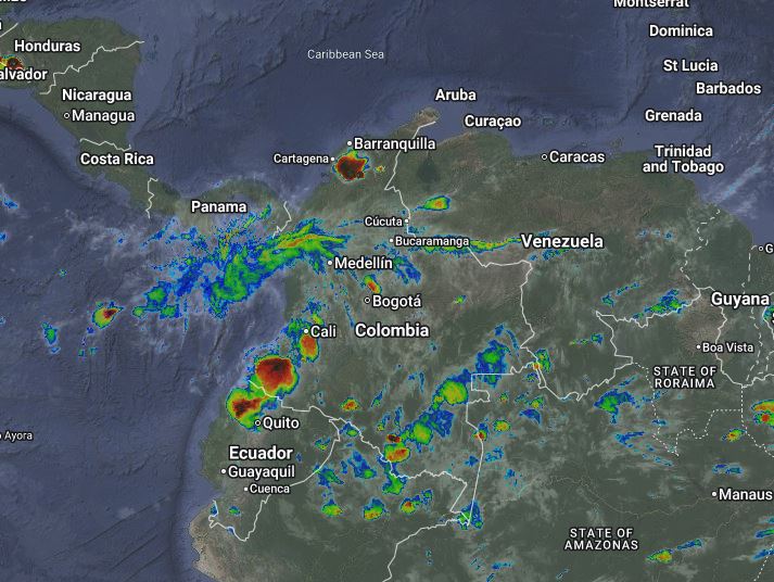 Condiciones nocturnas de Colombia para el 08 de Mayo de 2026.