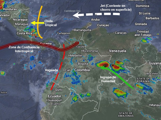 Pronóstico meteorológico Colombia para el fin de semana del 27 al 29 de junio de 2026.