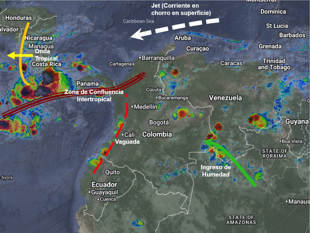 Pronóstico meteorológico Colombia para el 22 de julio de 2026.