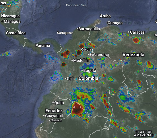 Condiciones nocturnas de Colombia para el 29 de Julio de 2026.
