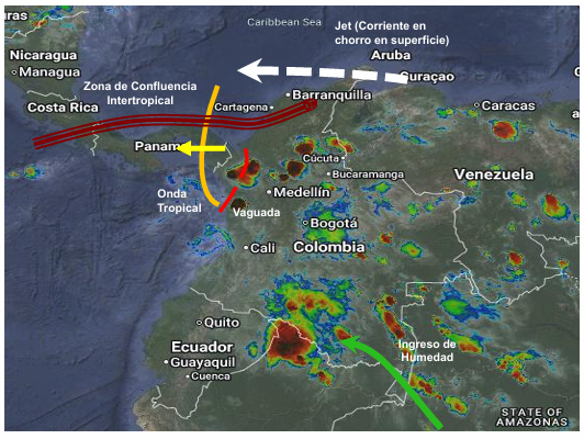 Pronóstico meteorológico Colombia para el 30 de julio de 2026.