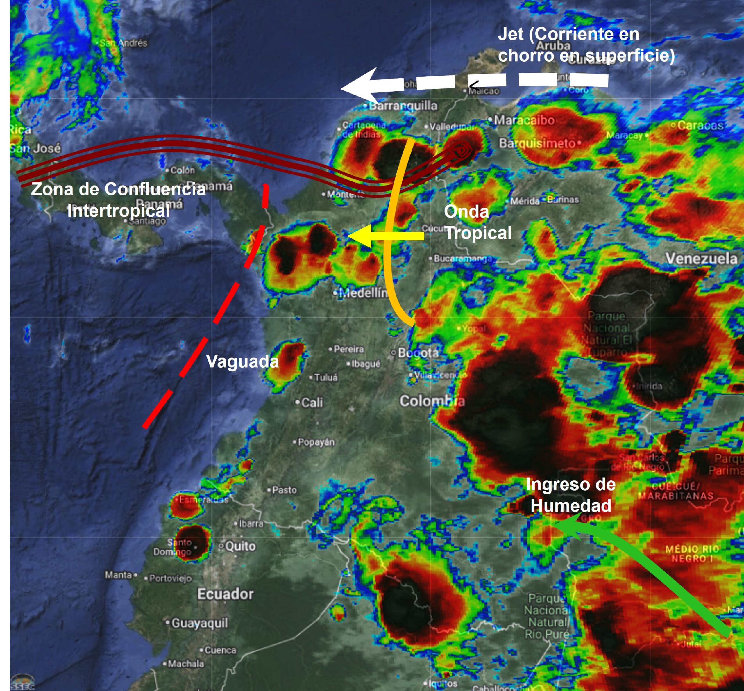 Pronóstico meteorológico Colombia para el 25 al 26 de julio de 2026.