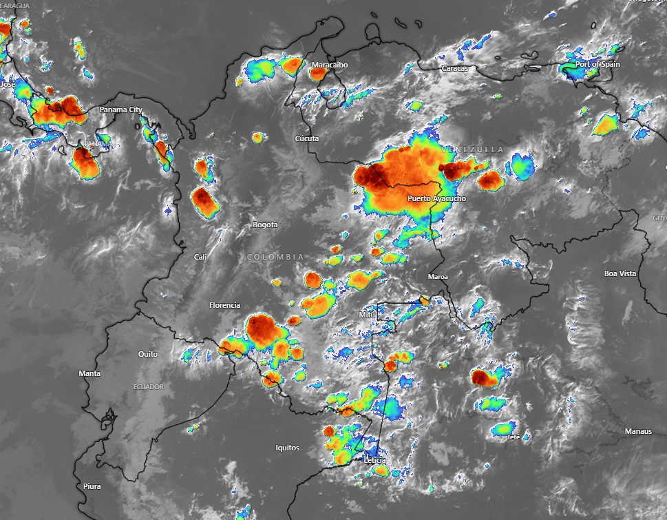 Condiciones nocturnas de Colombia para el 19 de Agosto de 2026.