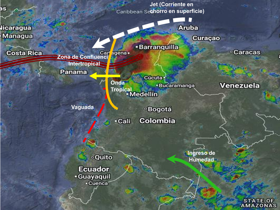 Pronóstico meteorológico Colombia para el 23 de agosto de 2026.