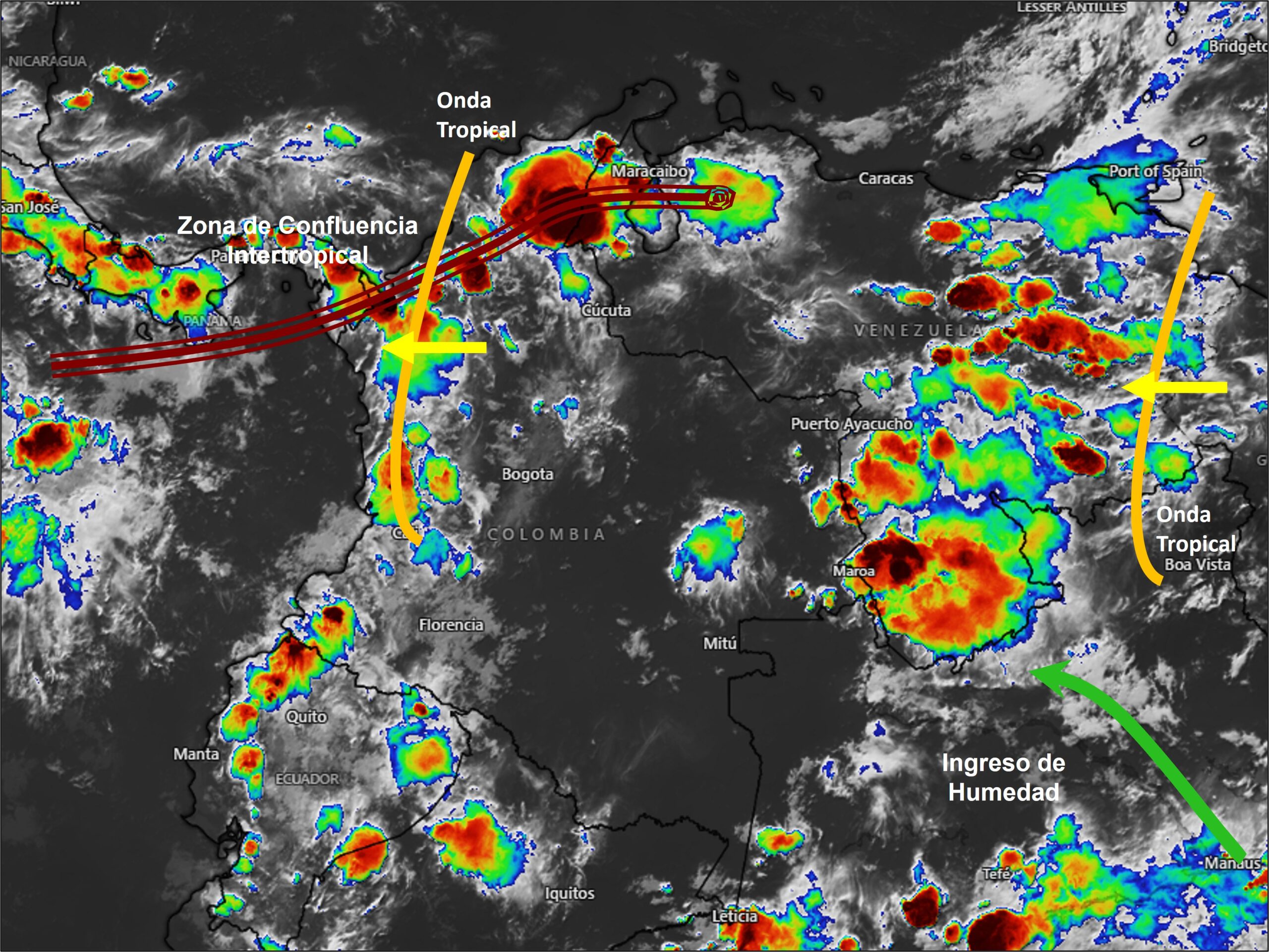 Pronóstico meteorológico Colombia para el fin de semana 26 al 27 de septiembre de 2026.