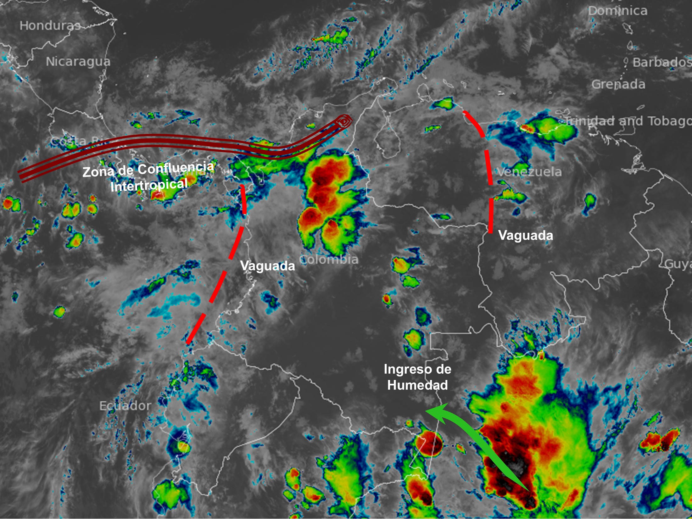 Pronóstico meteorológico Colombia para el 22 de octubre de 2026.