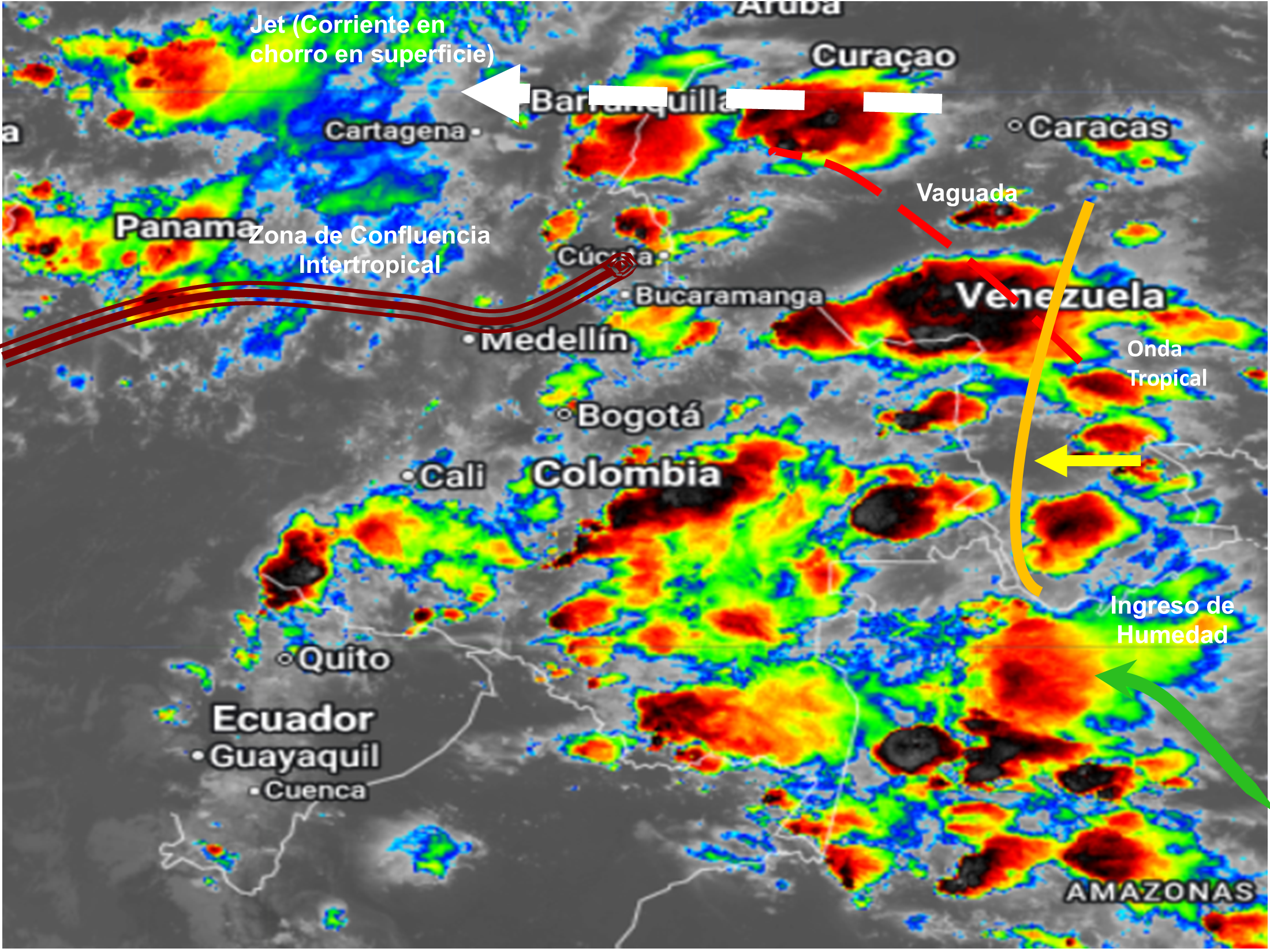 Pronóstico meteorológico Colombia para el 07 de octubre de 2026.