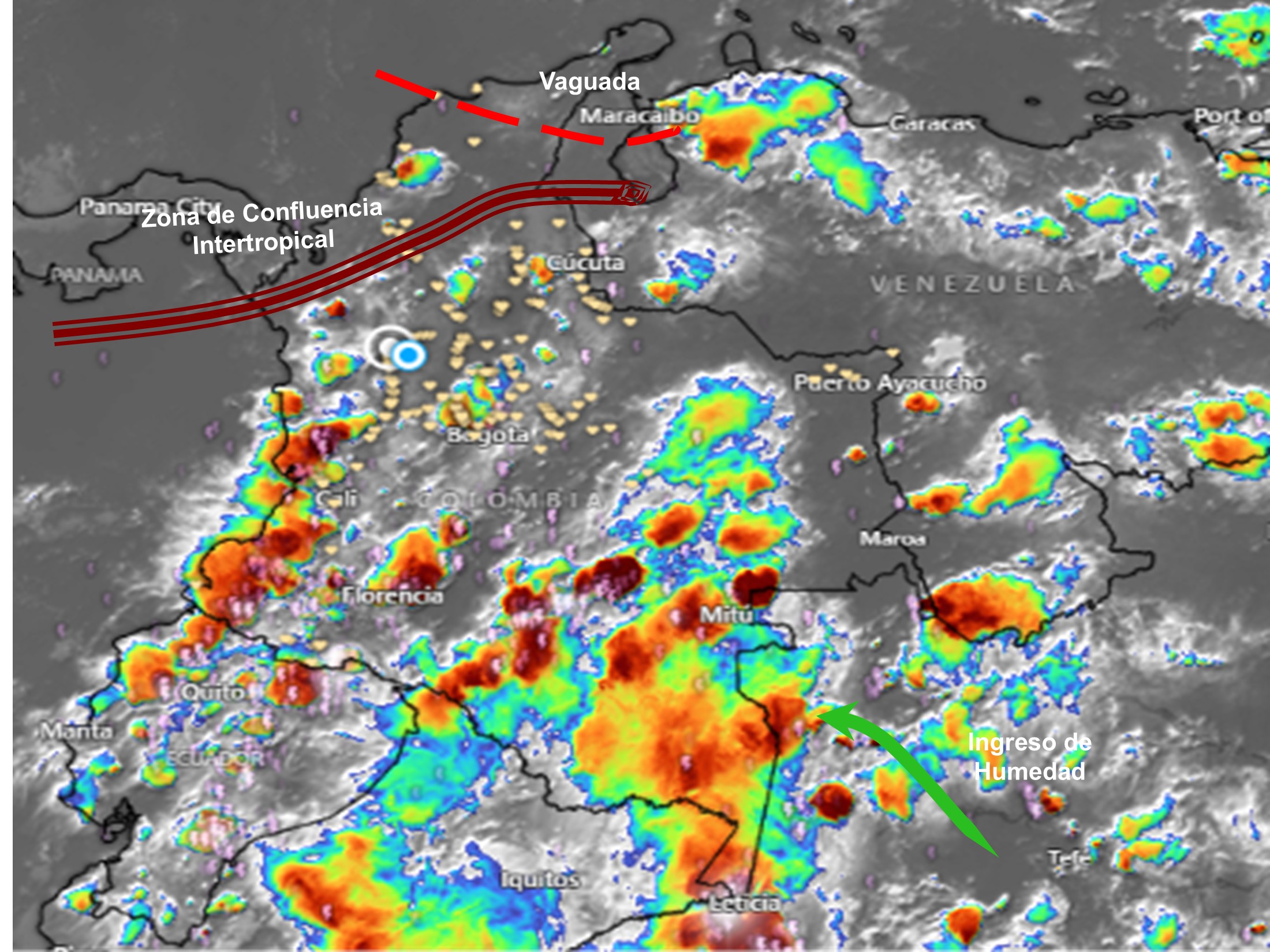 Pronóstico meteorológico Colombia para el 29 de octubre de 2026.