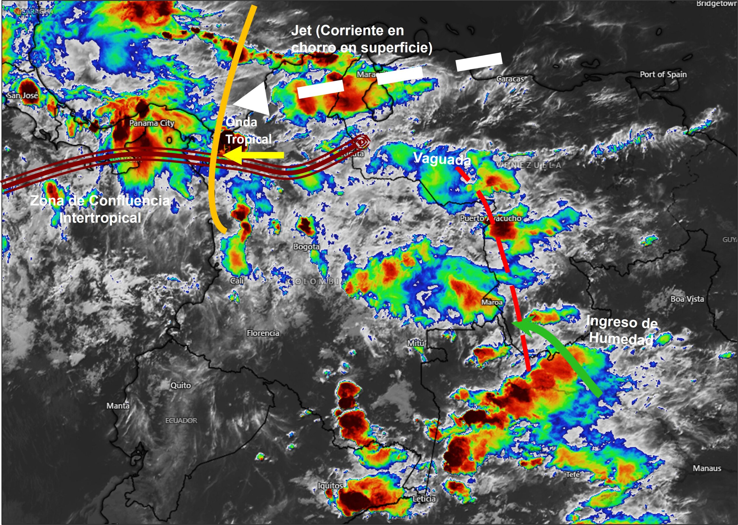 Pronóstico meteorológico Colombia para el fin de semana 17 y 18 de octubre de 2026.